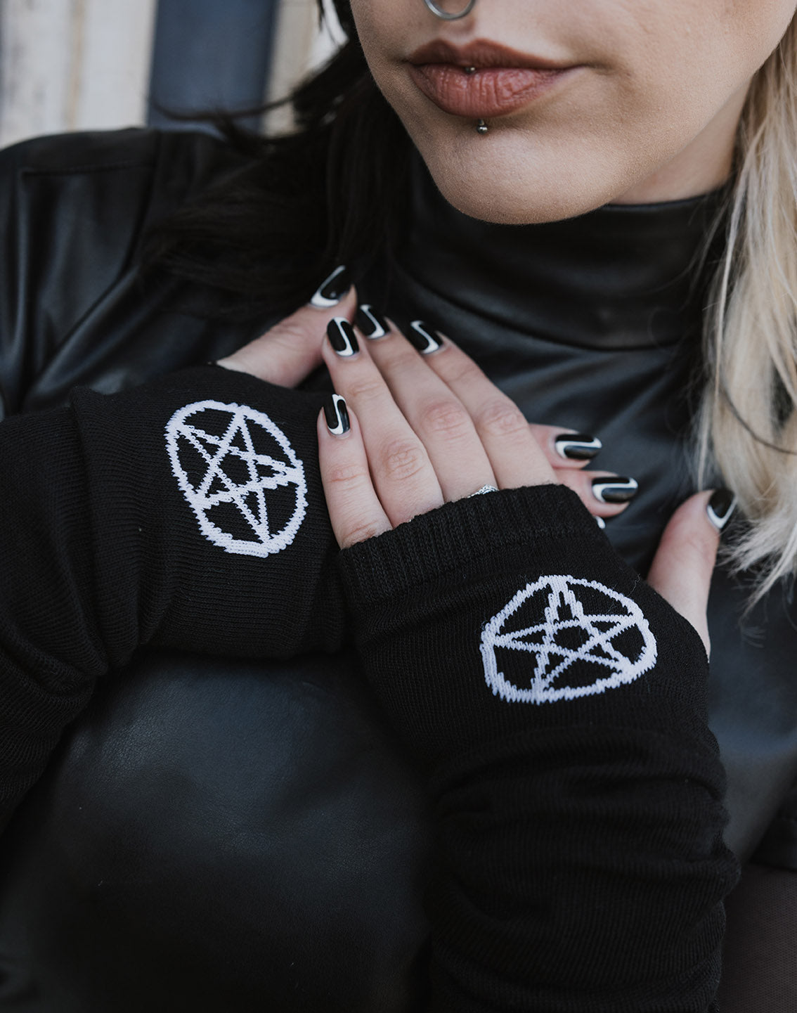 Pamela Mann Knitted Pentagram Fingerless Gloves