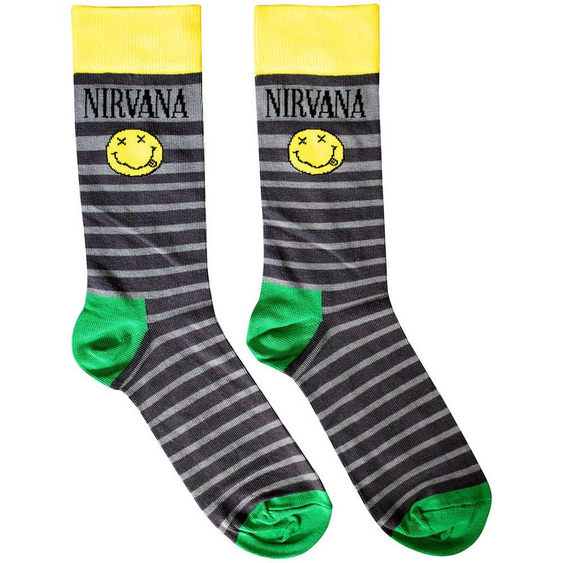 Nirvana Happy Face And Logo Socks