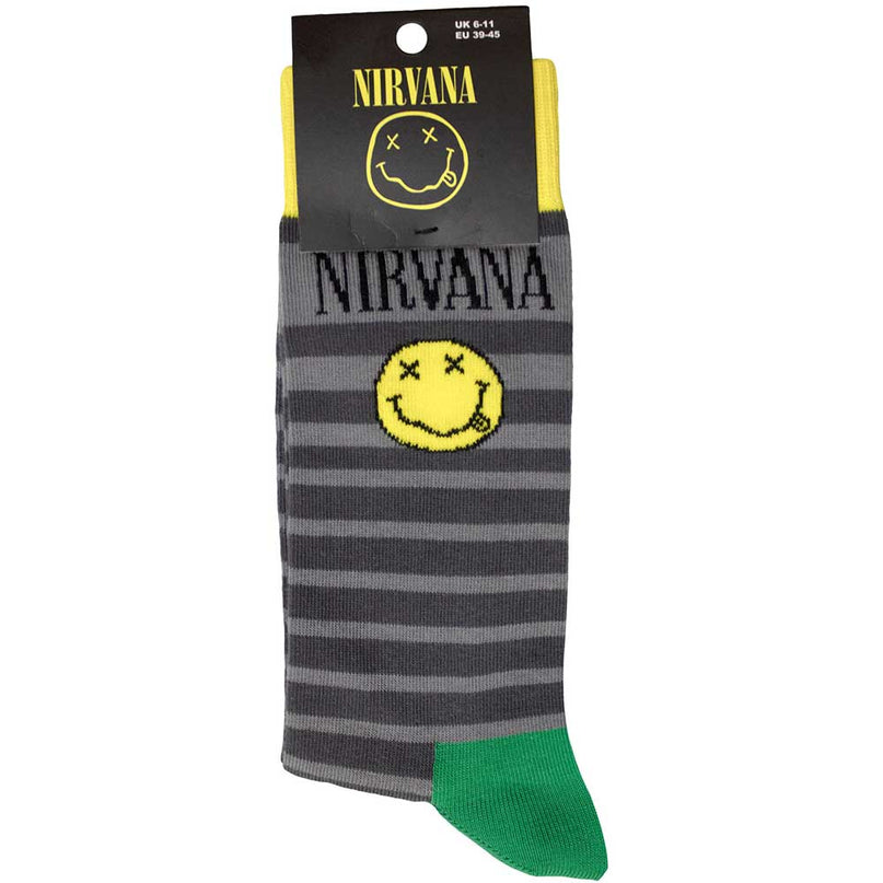 Nirvana Happy Face And Logo Socks