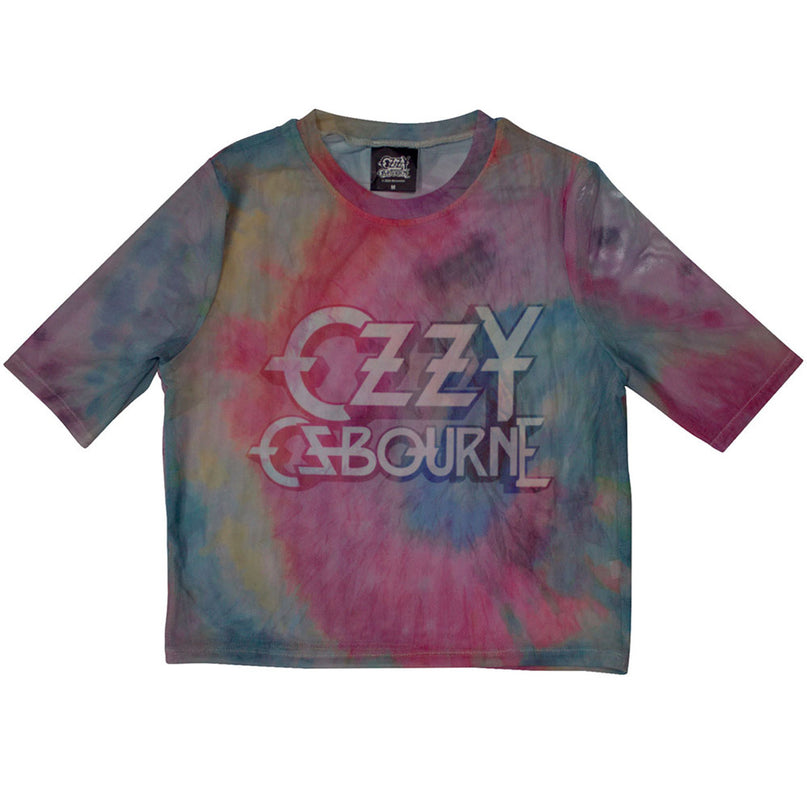 Ozzy Osbourne Mesh Crop Top | Logo (Light Blue)