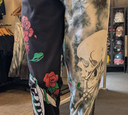 Vixxsin Garden Skull Joggers | Black /Grey Tie Dye