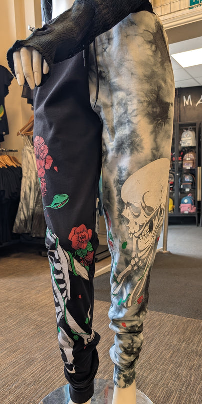 Vixxsin Garden Skull Joggers | Black /Grey Tie Dye