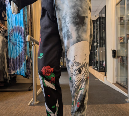 Vixxsin Garden Skull Joggers | Black /Grey Tie Dye