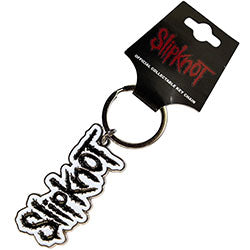 Slipknot Black Logo White Border Keyring