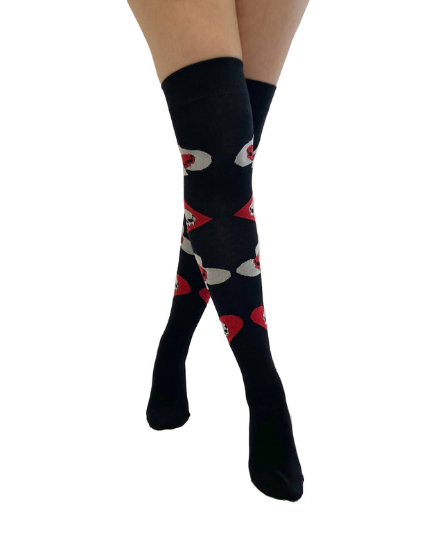 Pamela Mann OTK Socks | Skull On Heart Clubs