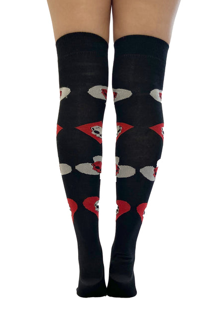 Pamela Mann OTK Socks | Skull On Heart Clubs