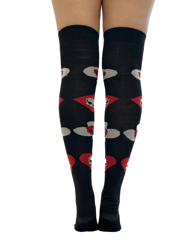 Pamela Mann OTK Socks | Skull On Heart Clubs