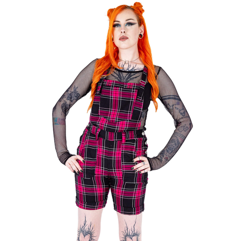 Chemical Black Anouk Playsuit | Dark Pink Check
