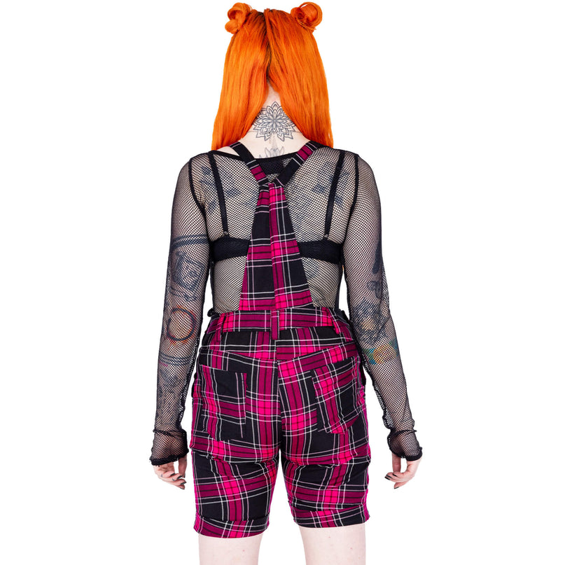 Chemical Black Anouk Playsuit | Dark Pink Check