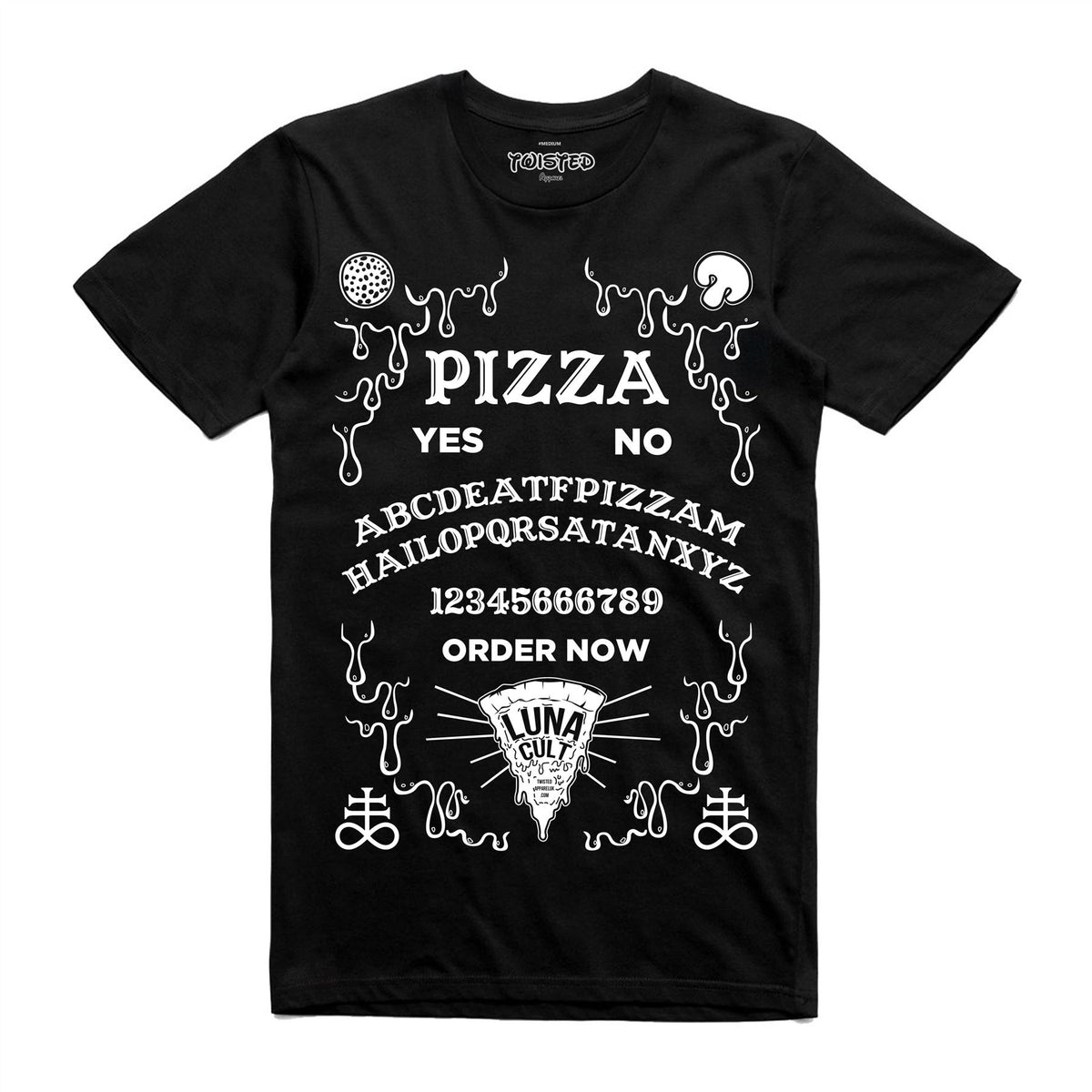 Twisted Apparel Pizza Ouija Board T-Shirt