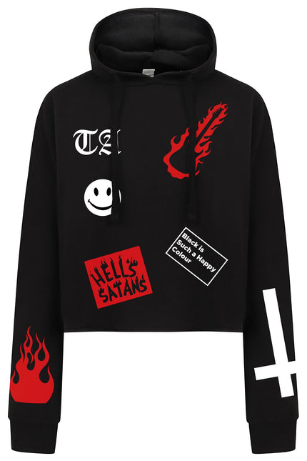 Twisted Apparel Flame Mashup Cropped Hoody
