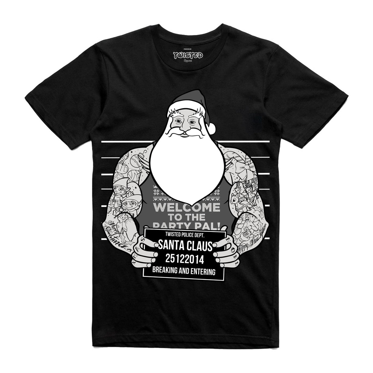 Twisted Apparel Santa Claus Mugshot T-Shirt