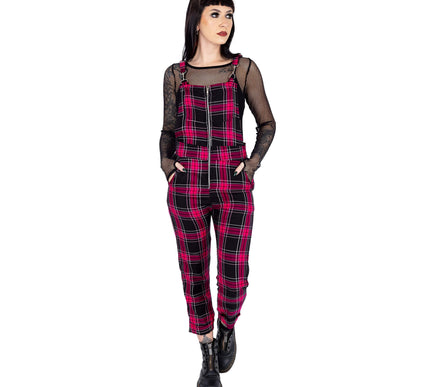 Chemical Black Asha Dungarees | Pink Check