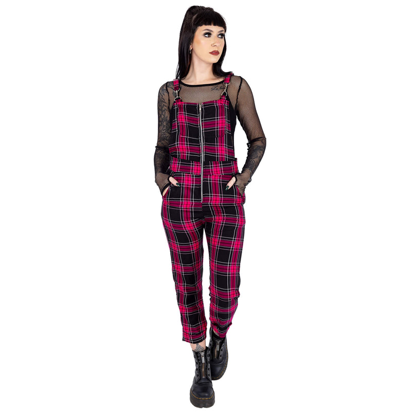 Chemical Black Asha Dungarees | Pink Check