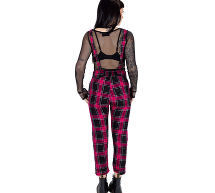 Chemical Black Asha Dungarees | Pink Check