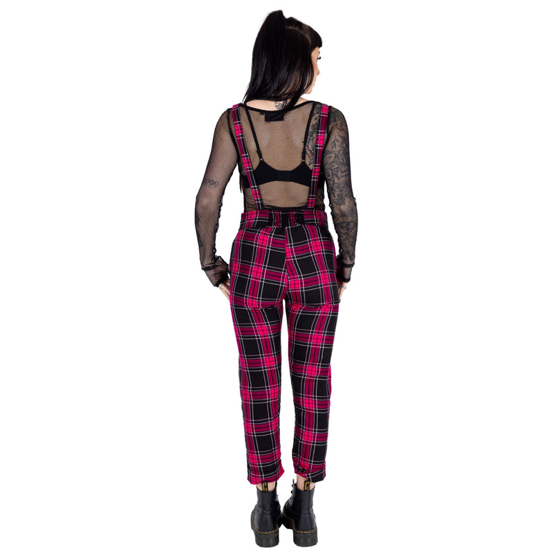 Chemical Black Asha Dungarees | Pink Check