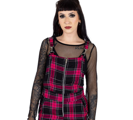 Chemical Black Asha Dungarees | Pink Check