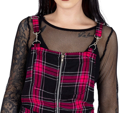 Chemical Black Asha Dungarees | Pink Check