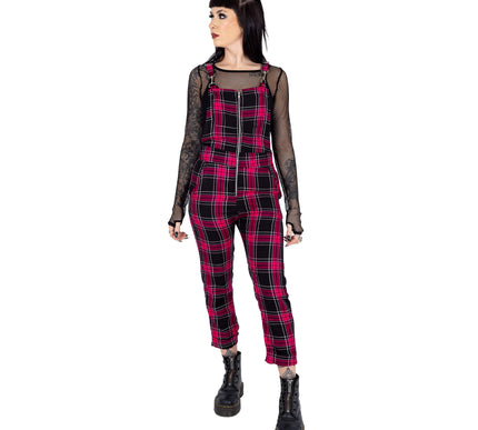 Chemical Black Asha Dungarees | Pink Check