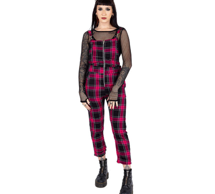 Chemical Black Asha Dungarees | Pink Check