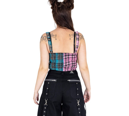 Chemical Black Azaria Top / Pink Blue Check