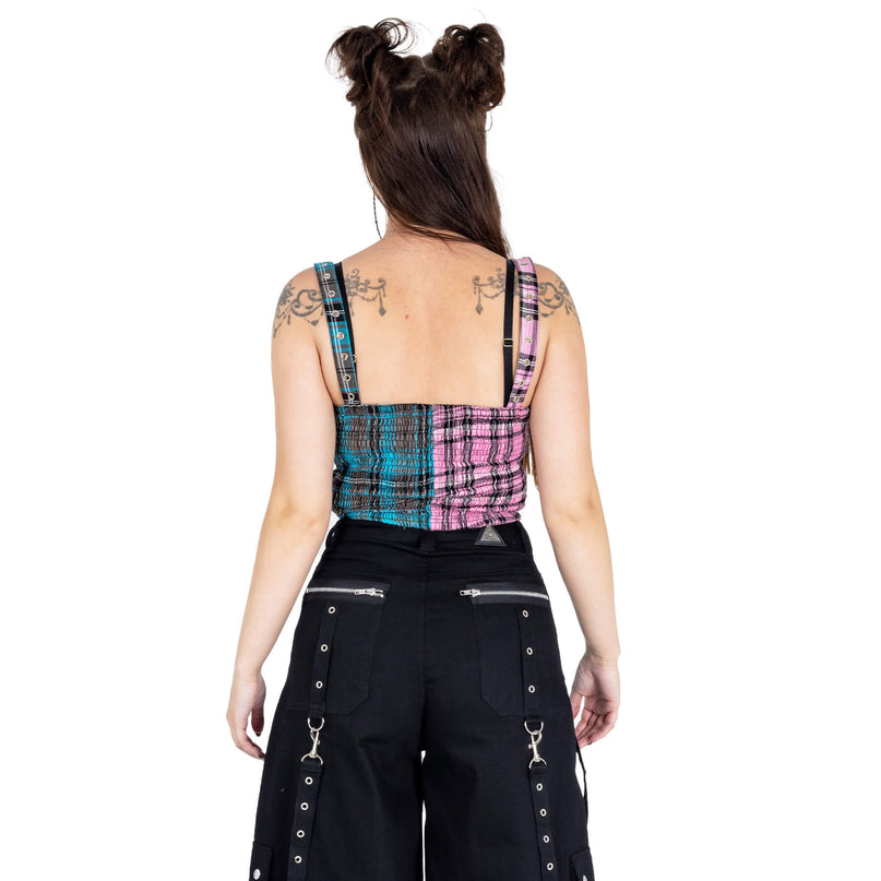 Chemical Black Azaria Top / Pink Blue Check