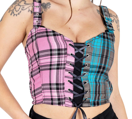 Chemical Black Azaria Top / Pink Blue Check