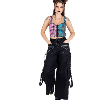 Chemical Black Azaria Top / Pink Blue Check