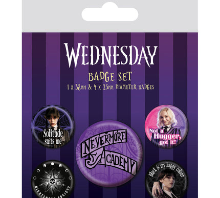 Wednesday Nevermore Button Badge Pack