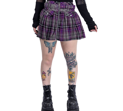 Chemical Black Belatine Skirt | Purple / Grey Check