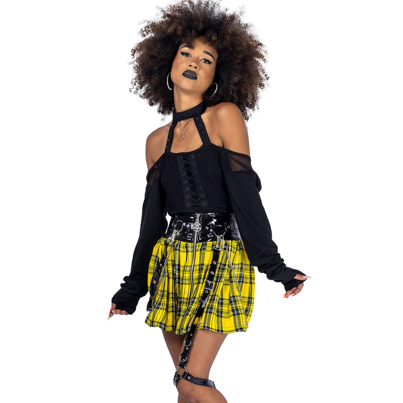 Heartless Calamity Skirt | Yellow Check