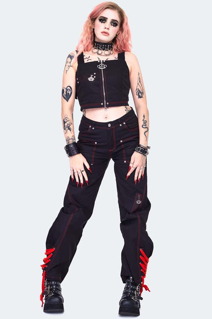 Jawbreaker Cargo Style Crop Top | Black