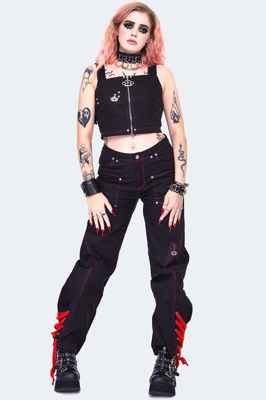 Jawbreaker Cargo Style Crop Top | Black