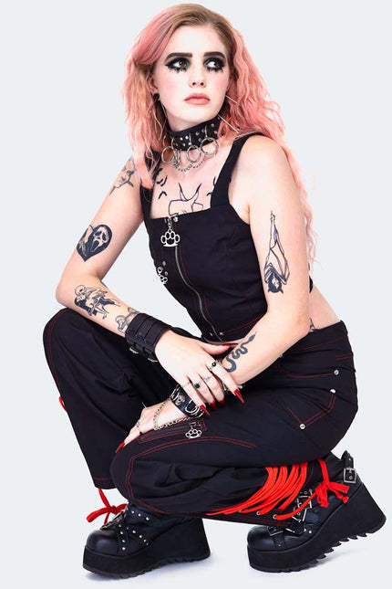 Jawbreaker Cargo Style Crop Top | Black