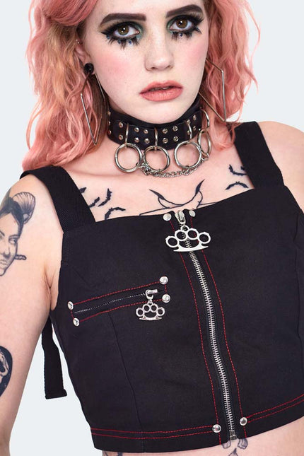 Jawbreaker Cargo Style Crop Top | Black