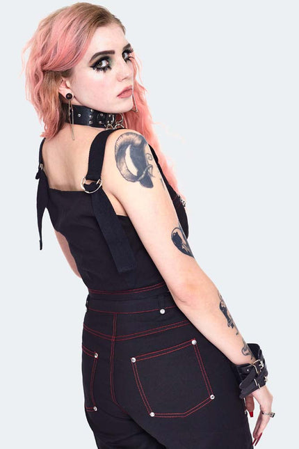 Jawbreaker Cargo Style Crop Top | Black