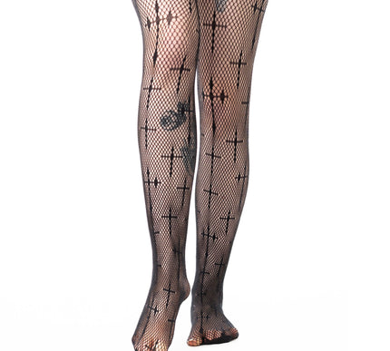 Poizen Industries Coven Cross Fishnet Tights