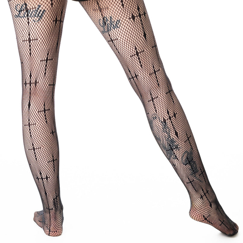 Poizen Industries Coven Cross Fishnet Tights