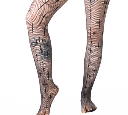 Poizen Industries Coven Cross Fishnet Tights