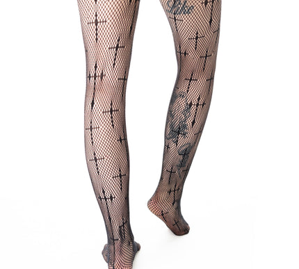 Poizen Industries Coven Cross Fishnet Tights