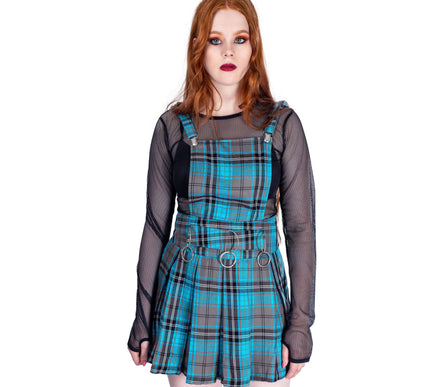 Heartless Faye Pinafore Dress | Turquoise Check