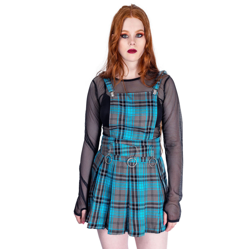 Heartless Faye Pinafore Dress | Turquoise Check