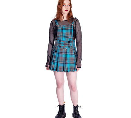 Heartless Faye Pinafore Dress | Turquoise Check