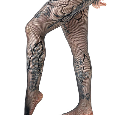 Poizen Industries Hellfire Fishnet Tights