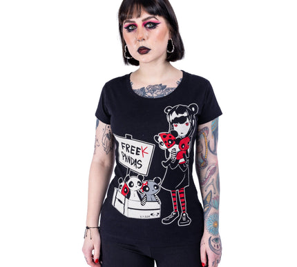 Cupcake Cult Free Pandas T-Shirt | Black