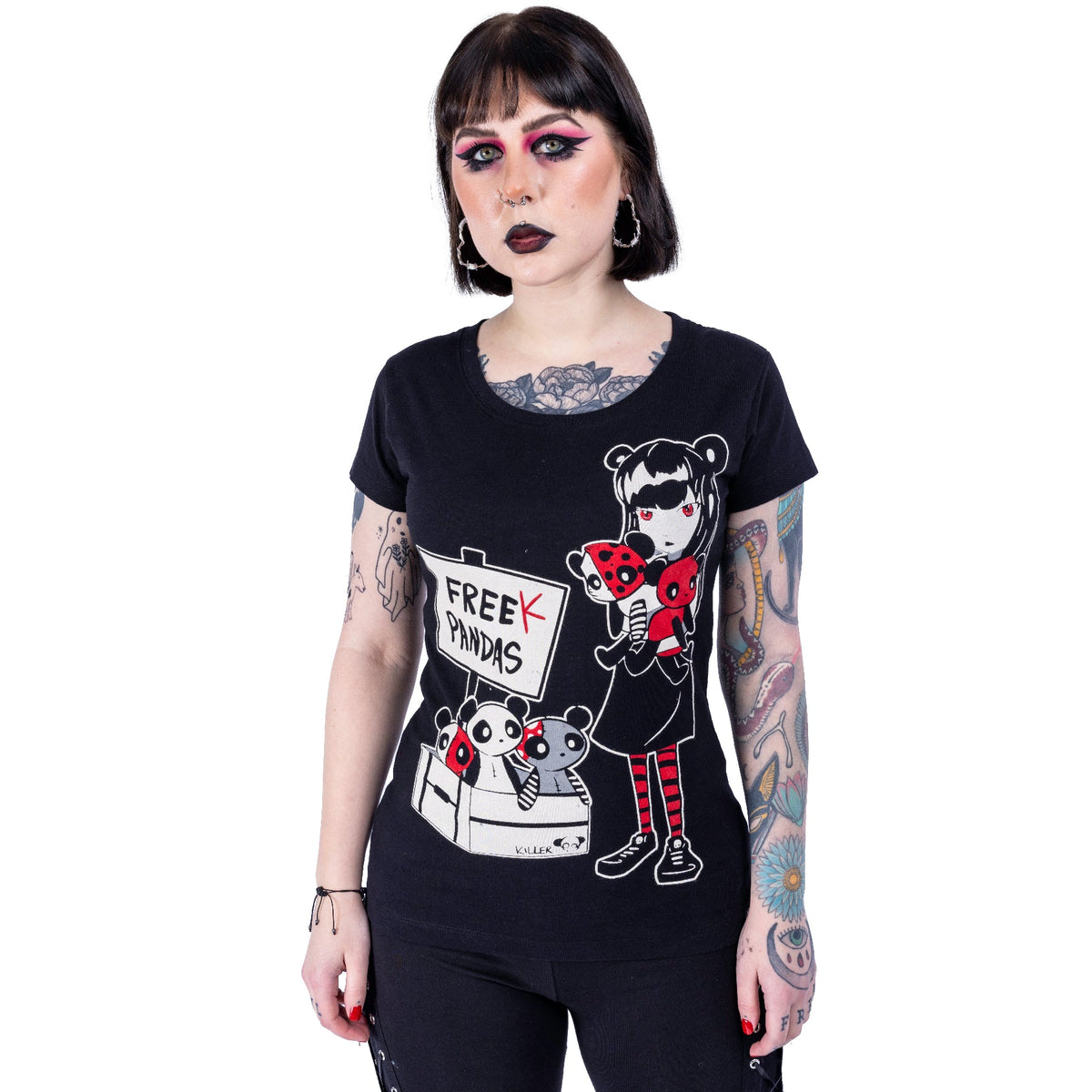 Cupcake Cult Free Pandas T-Shirt | Black