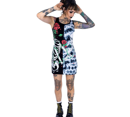 Vixxsin Garden Skull Dress | Grey Tie Dye