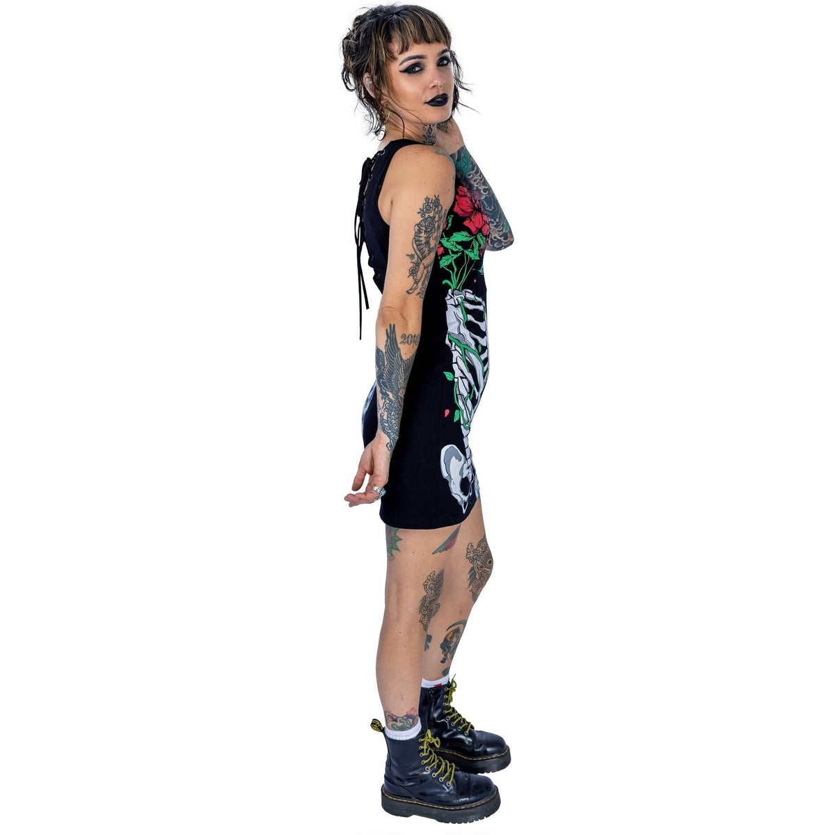 Vixxsin Garden Skull Dress | Grey Tie Dye