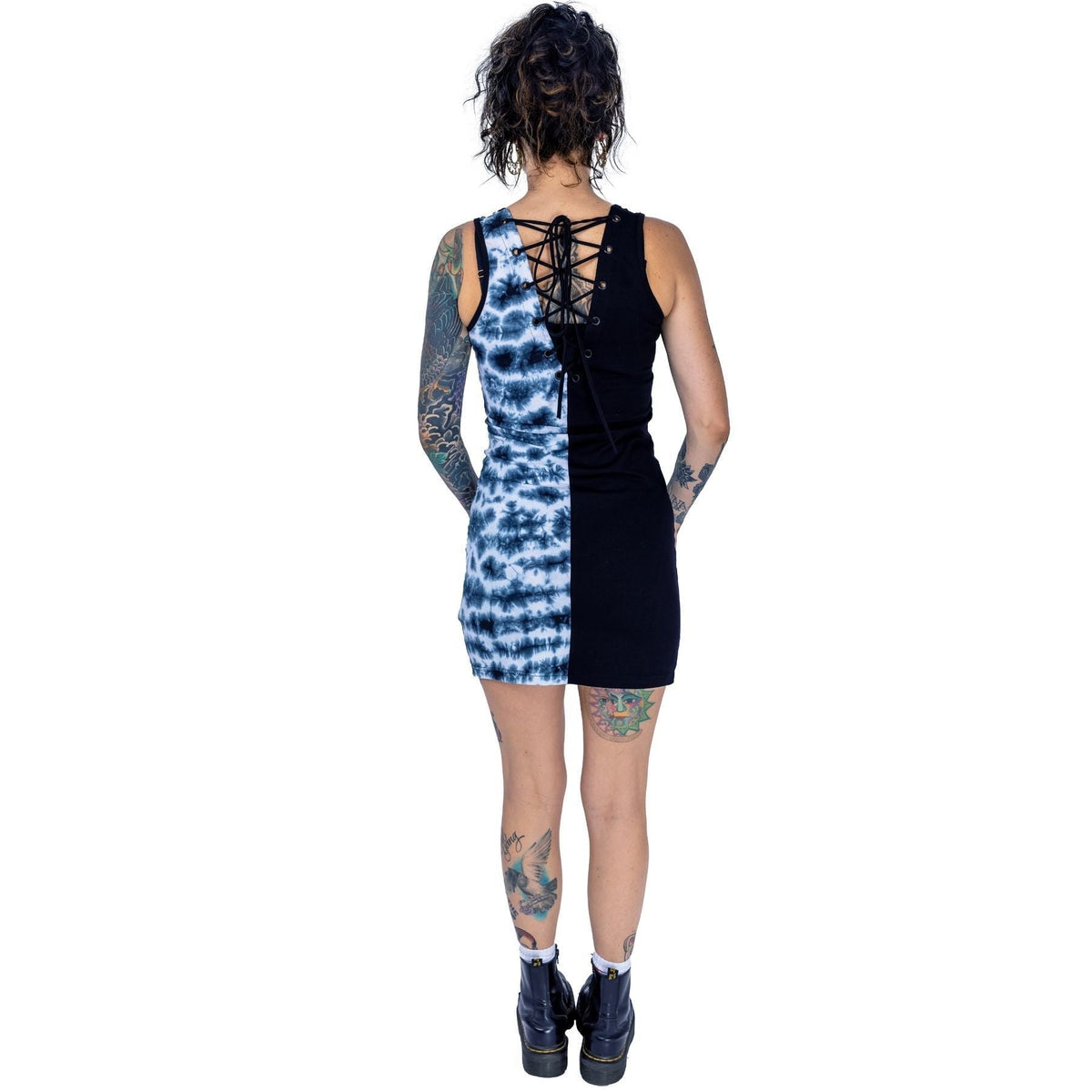 Vixxsin Garden Skull Dress | Grey Tie Dye