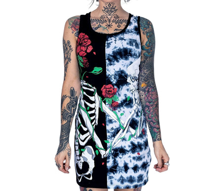 Vixxsin Garden Skull Dress | Grey Tie Dye